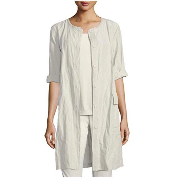 NWT EILEEN FISHER Bone Rumpled Organic Jacket - Picture 5 of 5